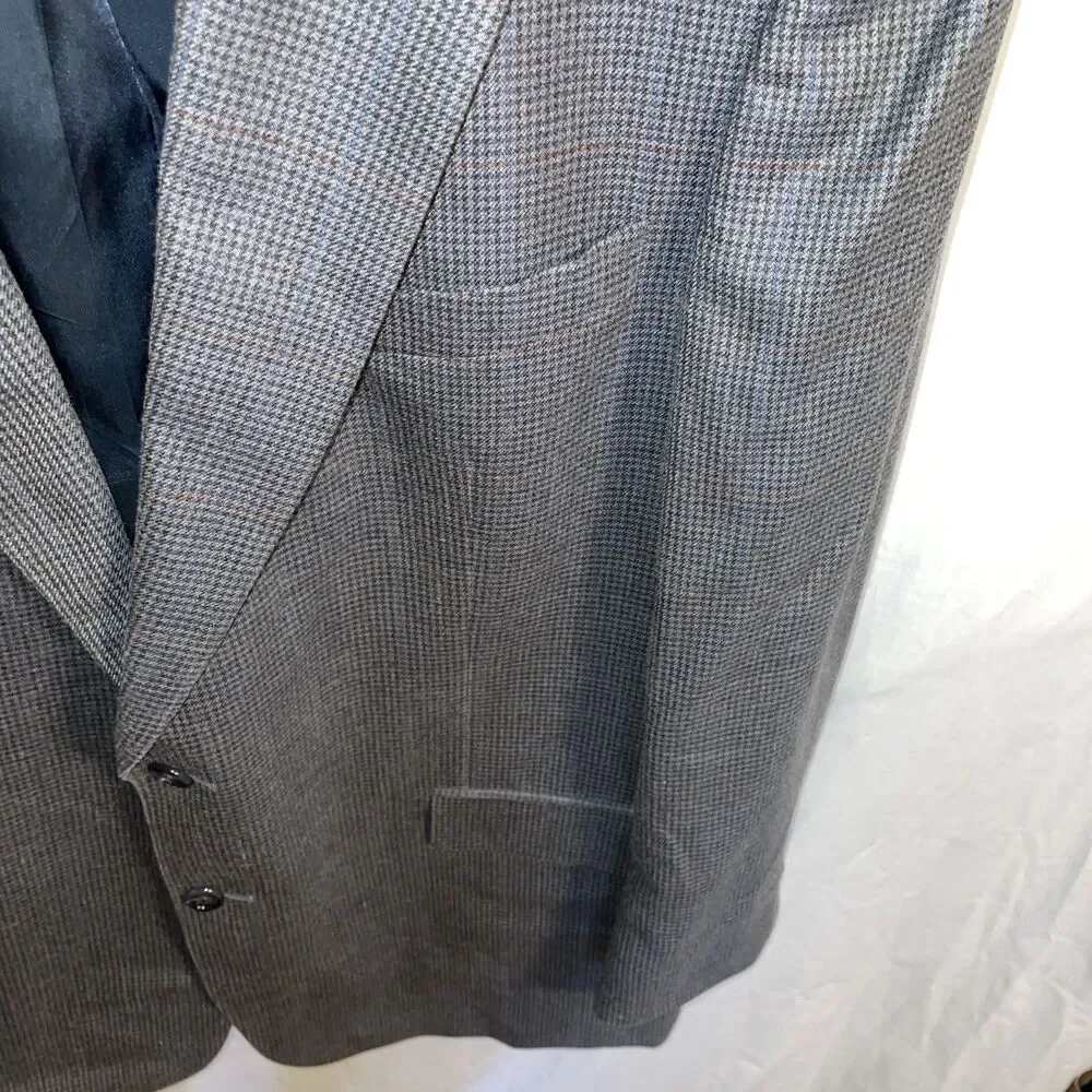 Brooks Brothers 346 Men’s Dress Blazer Size 44L Gray Houndstooth Silk Blend